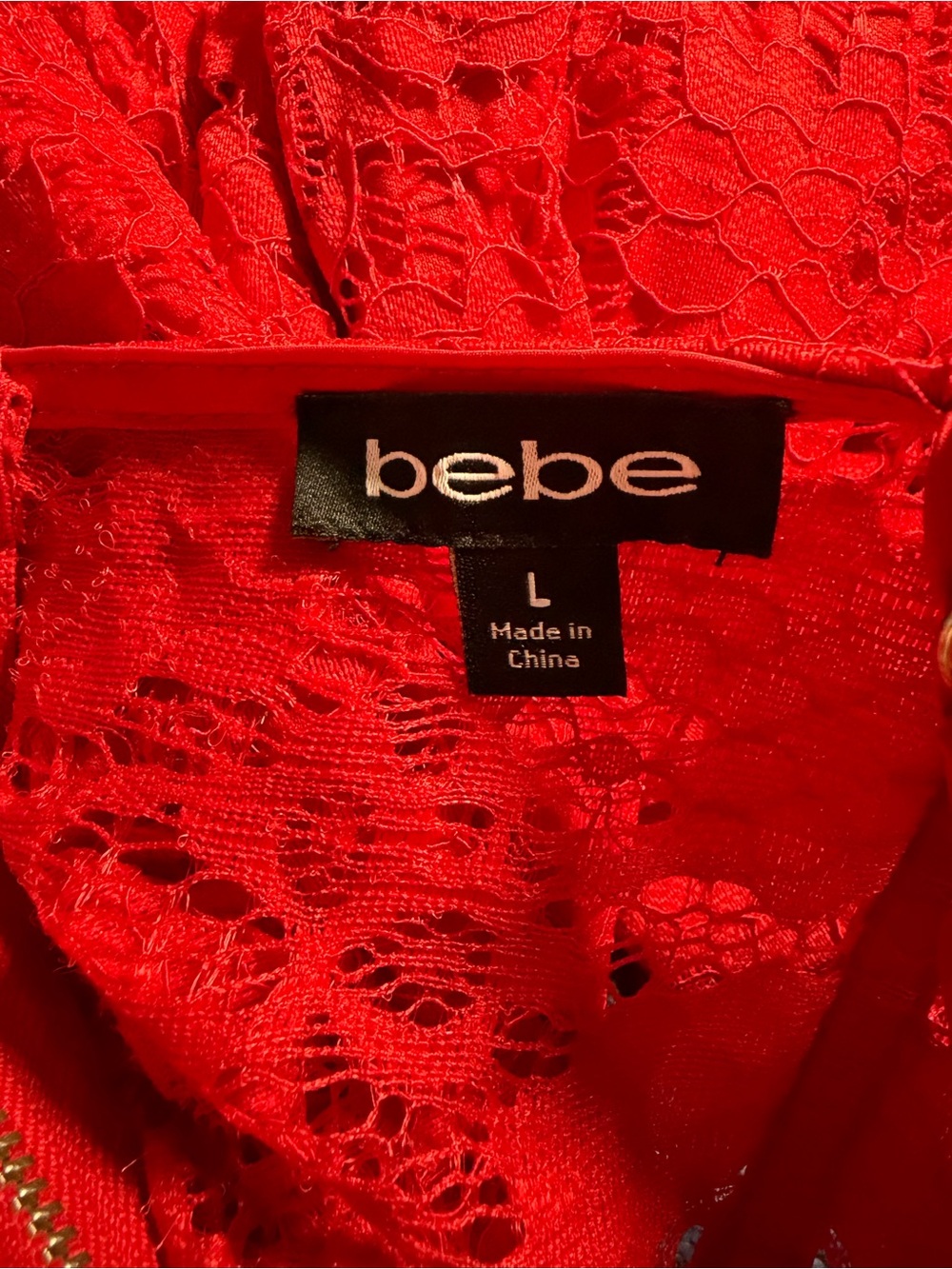 Bebe Red Lace Corset Midi Dress Bustier Boned Bodycon Large - Picture 6 of 8